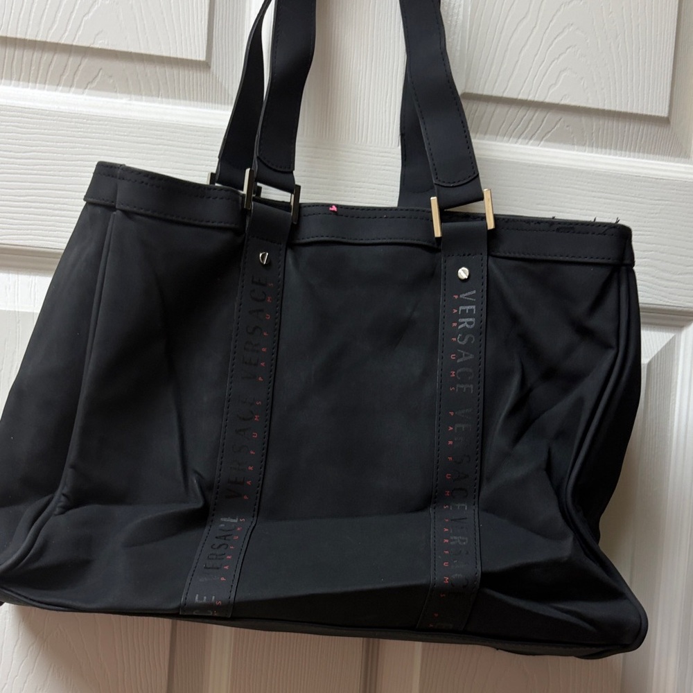 Versace Black Logo-Trim Tote - Picture 2 of 7